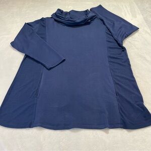 OSO CASUAL WOMENS PULLOVER LONG SLEEVE COWL NECK SIZE L TOP. NAVY BLUE